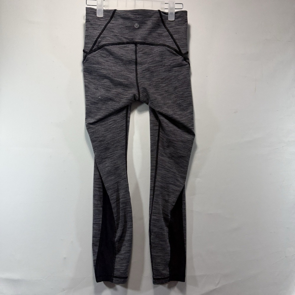 Lululemon Train Times 7/8 Pant Size 6 WAFS Gray Black Slate Mesh Panels Leggings - Picture 6 of 9
